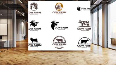 Set of premium Cow logo vector, Cow Farm logo icon template Wall mural