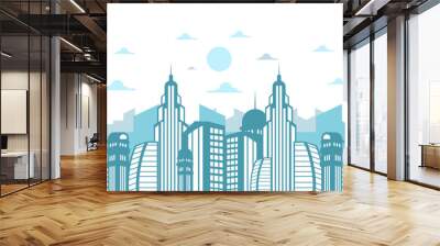 silhouette of the city. Cityscape with buildings.Beautiful Modern city Flat style vector illustration. Wall mural