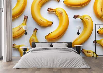 banana pattern texture on a white background Wall mural