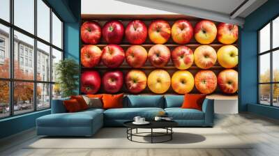 close-up box of many apples in a brown box   Wall mural