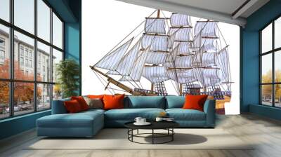 Model sailing ship isolated on white background Wall mural