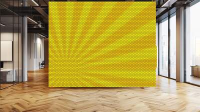 Yellow and orange rays from the corner with hexagonal pattern Wall mural