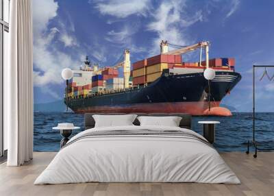 Cargo container ship in the ocean, Freight Transportation Wall mural