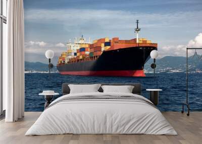 cargo freight, container ship in sea Wall mural