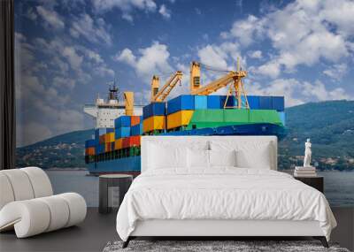 merchant container ship Wall mural