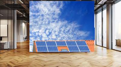 photovoltaic solar panel on cloudy sky Wall mural