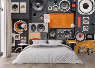 wall of retro vintage style Music sound speakers Wall mural