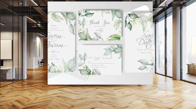 Watercolor and Greenery Wedding Invitation stationery Wall mural