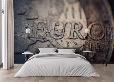 close up of an one euro coin Wall mural