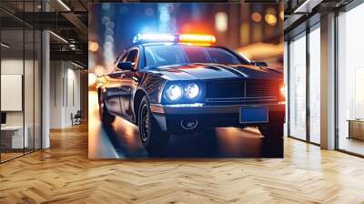 police car on the street close up Wall mural