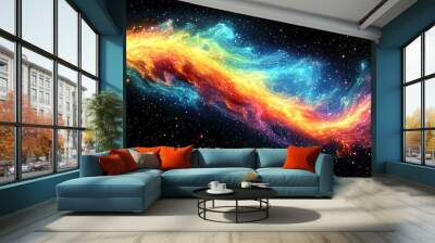 A stunning cosmic nebula showcasing vibrant colors in space, depicting the beauty of the universe and stellar phenomena. Wall mural