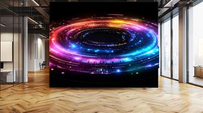 Vibrant abstract swirl of colorful lights creating a stunning visual effect, perfect for backgrounds and digital designs. Wall mural