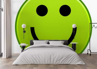 Green smiling face cheerful smiley happy emoticon Wall mural