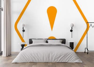 Orange hexagon exclamation mark icon warning sign attention butt Wall mural