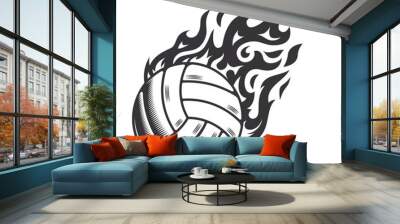 Hot volleyball fire logo silhouette. volleyball club graphic design logos or icons. vector illustration. Wall mural