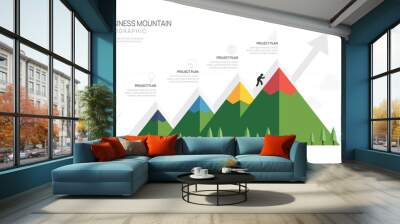 Infographic Business arrow growth design template. Business Mountain concept with 4 steps Wall mural