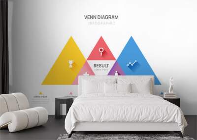 Infographic Venn diagram triangle chart template for business presentation vector illustration. Wall mural