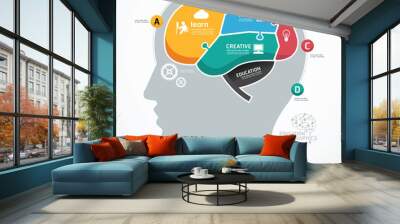 puzzle jigsaw abstract human brain infographic template. concept Wall mural