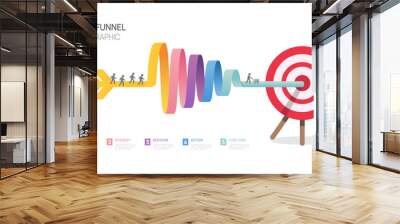 sale funnel Target arrow 5 steps to goal infographic template for business, presentation vector infographics. Wall mural