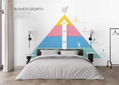 Triangle pyramid chart infographic arrow flat vector diagram 4 steps level, presentation vector. Wall mural