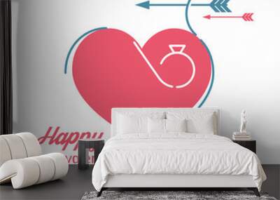 vector linear abstract love symbol design. Stroke vector graphic Wall mural