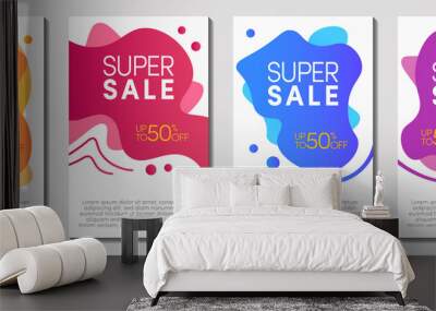 Dynamic modern fluid mobile for sale banner, sale banner template design, super sale special offer SET ,Vector Illustration Wall mural