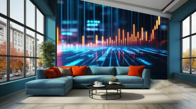 Abstract stock chart Wall mural