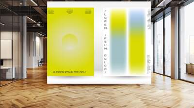 Futuristic Background Set with Gradient Mesh Holographic Shapes. Vector Template Design for your Business. Minimal Print Set in Yellow Green Blue Colors for Your Identity Style. Wall mural