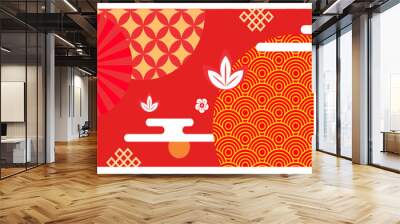 colorful illustration, oriental pattern banner - chinese new year background, wallpaper Wall mural