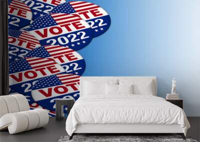 vote 2022 campaign design buttons with a blue background - illustration Wall mural