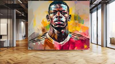 A colorful portrait of a young Black man. Wall mural