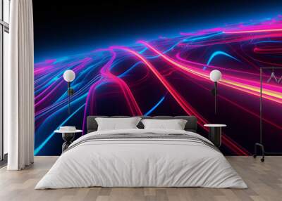 abstract background with high-speed pink and neon lights symbolizing connection, fidelity and constancy. generative ai Wall mural