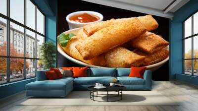 Brazilian pastel, fried snack stuffed with meat and cheese Wall mural