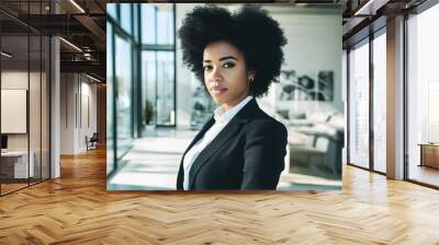 Confident businesswoman in a modern office. Wall mural