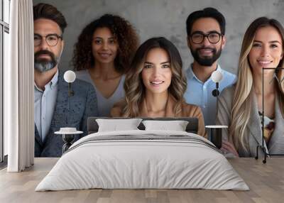 Diverse group of professionals smiling confidently. Wall mural