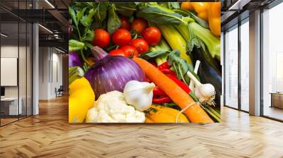 raw vegetable ingredients for meal preparation in honor of national vegetarian week Wall mural