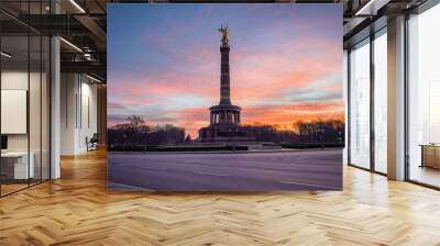 Berlin Center Siegessäule, Statue in golden Morning light  Wall mural