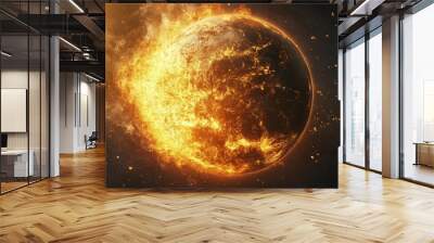 Fiery Planet in Cosmic Destruction Wall mural