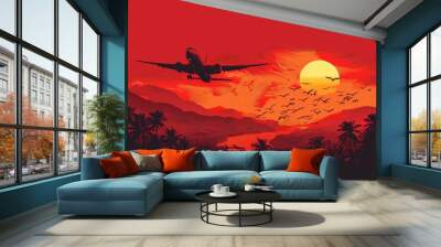 Passenger jet airplane transportation flight aircraft Wall mural