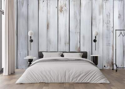 Rustic White Wooden Planks Wall mural