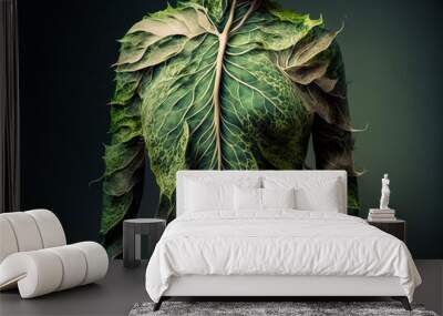 A human body connects with nature. Sustainable concept between man and nature. Bright elegant colorful artistic image of the beauty of nature. Wall mural