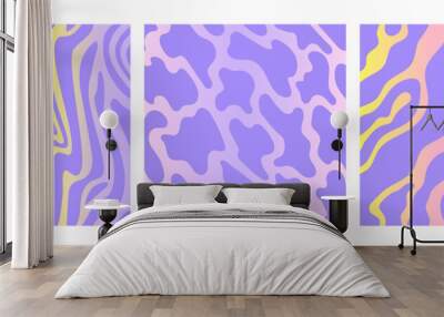 Set of colorful psychedelic patterns with abstract organic shapes and gradients. Trendy retro backgrounds in 90s, 00s style.  Wall mural