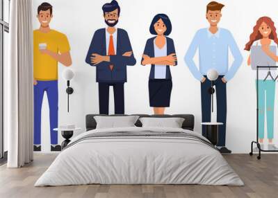 Business people teamwork office character. Colleague working together concept. Flat cartoon character design. Wall mural