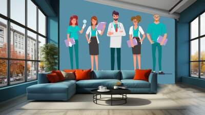 Doctor character set for medicine. Healthcare medical people animated. Wall mural