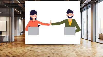 Teamwork people co working successful business. Wall mural