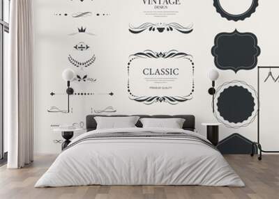 Vintage label banner badges set. Luxury decoration design. High quality tag premium guaranteed. Wall mural