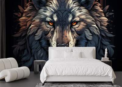 illustration of a wolf, colored
 Wall mural