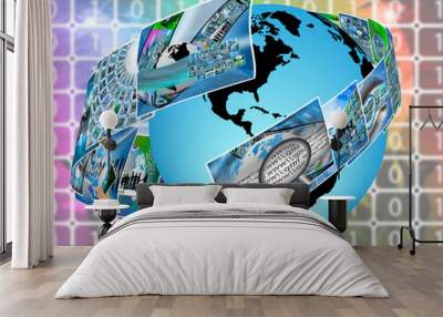 earth surrounded by images Wall mural