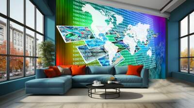 The Earth and binary code Wall mural