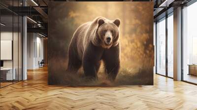 bear portrait in the forest generatieve ai Wall mural